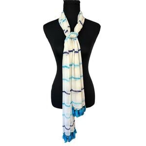 NWT White House Black Market Lightweight Gauzy Tassel Fringe Scarf